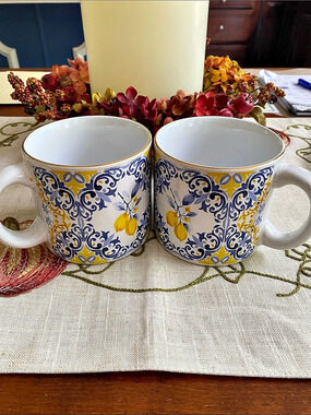 Blue and Yellow Lemon Mugs 2